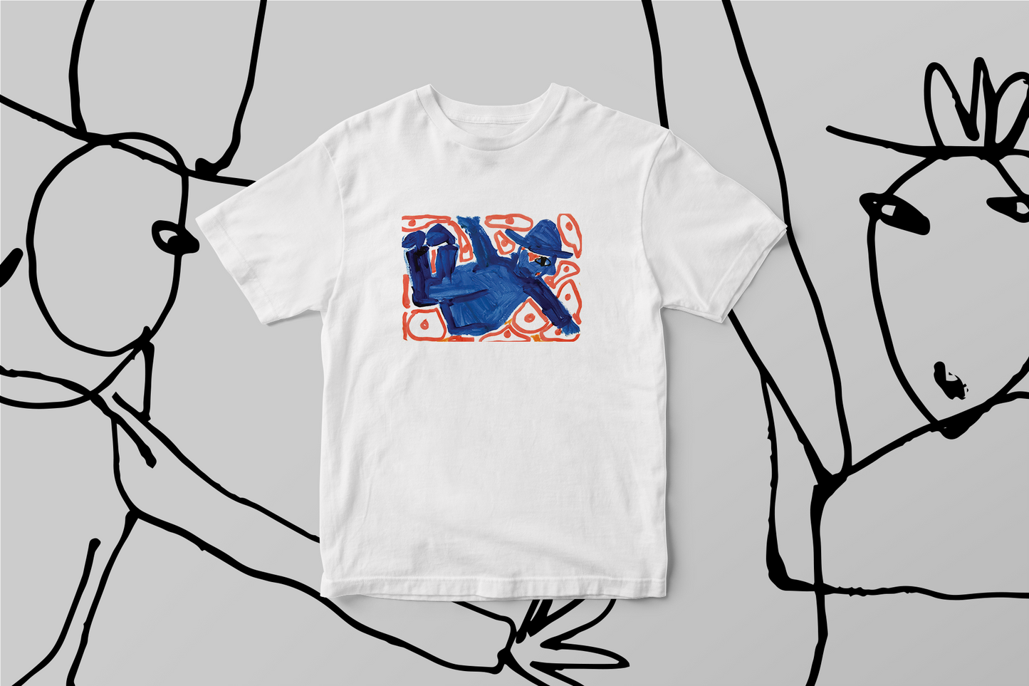 Illustrated Blue Man T-shirt